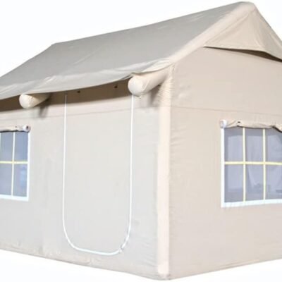 Outdoor Inflatable Camping Tent with Canopy, Air Pump, 4-6 Person Glamping Tents Easy Setup Waterproof House for Fishing, Camping & Hiking