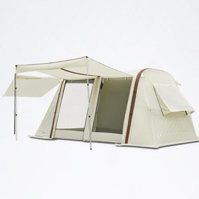 Inflatable Glamping Tent Outdoor Blow Up Tent Inflatable Camping Tent Suitable for 5-8 People Rain Coating Three Sides Vented Quick Set Up