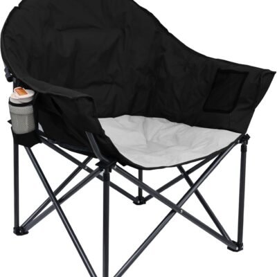 Camping Chairs, Folding Chairs for Outside with Carry Bag, Moon Chairs for Adults with Cup Holder, Padded Camp Chair Support to 450LBS