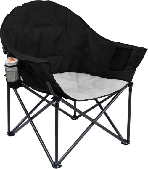 Camping Chairs, Folding Chairs for Outside with Carry Bag, Moon Chairs for Adults with Cup Holder, Padded Camp Chair Support to 450LBS