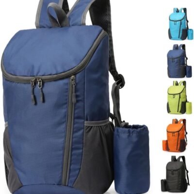 Portable Foldable Backpack Folding Mountaineering Bag, Ultralight Outdoor Cycling Rucksack, Travel Hiking Knapsack (Dark Blue)
