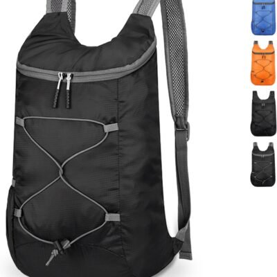Lightweight Foldable Hiking Backpack, Ultralight Waterproof Travel & Gym Bag for Women Men (Black&Gray)
