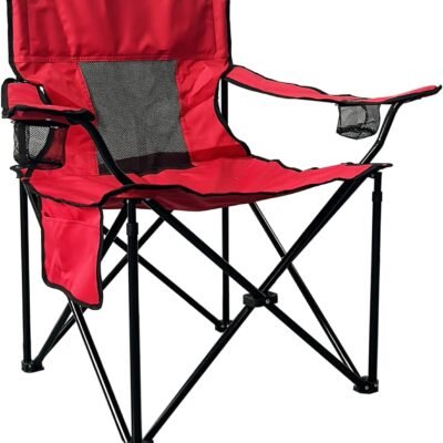 Camping Chair, Outdoor Portable Picnic Folding Fishing Chair with 2 Cup Holder for Fishing, Sports, Beach and Camping